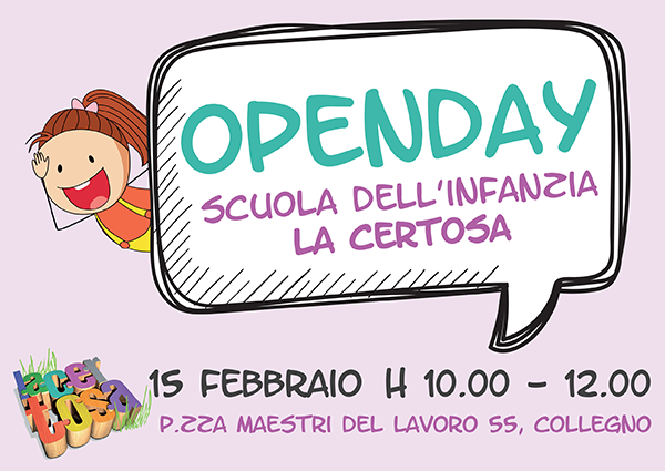 Openday Nido e Scuola dell'infanzia La Certosa a Collegno - 11 gennaio 2020